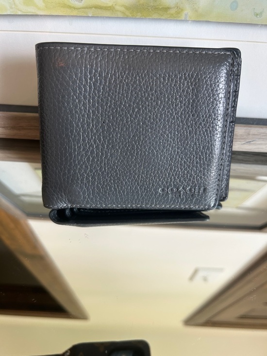 Coach Other - Coach Men's Dark Gray Pebbled Leather Money Clip Wallet